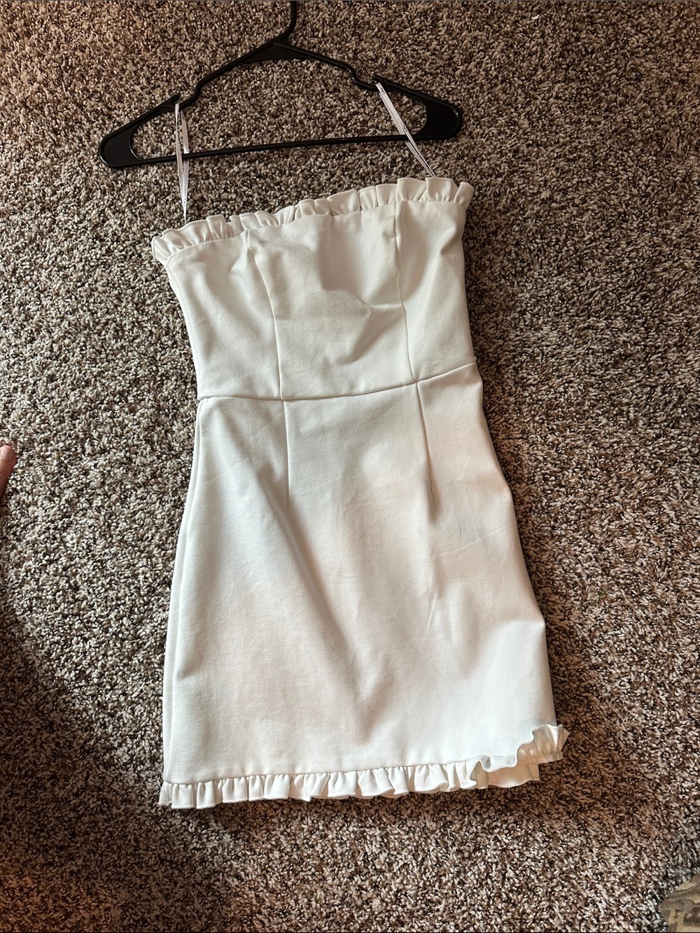 Lulu's White Strapless Ruffle Mini Dress